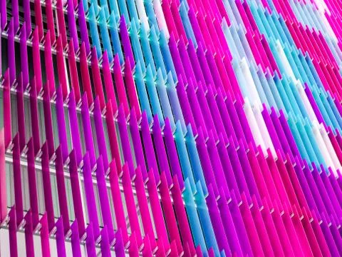 Acrylic plastic sheet interior, text A design on 80 degree, magenta blue pink Stock Photos