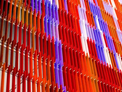 Acrylic plastic sheet interior, white right corner, blue red magenta 库存照片