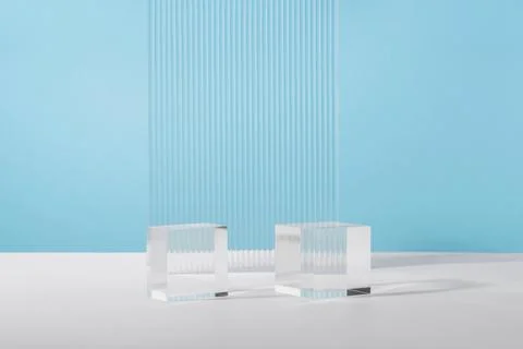 Acrylic plate, podium solid blocks, background for cosmetic product packaging Stockfoto's