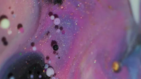 Acrylic shimmer texture oil bubbles ink water art Stock Footage 330482155