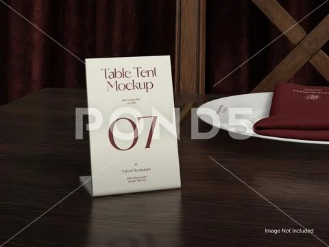 Acrylic Table Tent Mockup for Table Number 3D Rendering Modello PSD