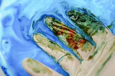 Acrylic texture with blue background Stock Photos