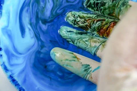 Acrylic texture with blue background Stock Photos