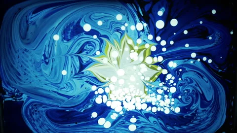 Acrylic texture with marble pattern. Beautiful drawing of delicate flower Stock Footage 140453927