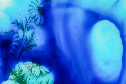 Acrylic texture with marble pattern, blue marbling background Stock Photos