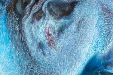 Acrylic texture with marble pattern, blue marbling background Stock Photos