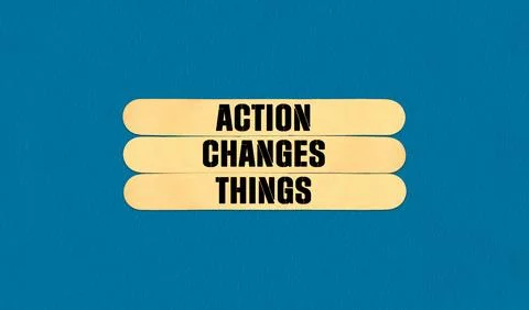 ACT Action Changes Things on beautiful wooden stick. Beautiful Blue Chart Stock Photos