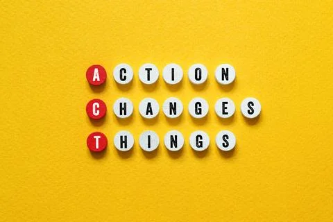 Act - Action changes things - word concept on building blocks, text Stock Photos