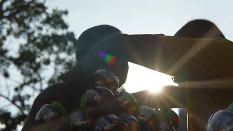 Act of carrying kavadi symbolizes devotion, sacrifice, and fulfillment of vows. Stock-Footage 318094653