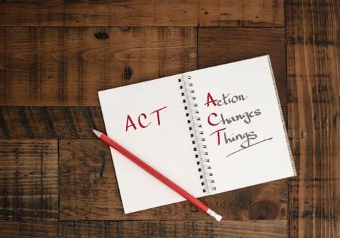 ACT - concept - hand-written in notebook Foto stock