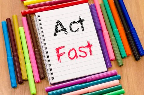 Act fast text concept Foto stock