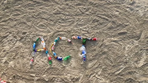 Act Message Made from Plastic Bottles Stock Footage 93165839