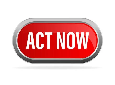 Act now in 3d style on red background. Click icon vector. Business concept Ilustración de archivo