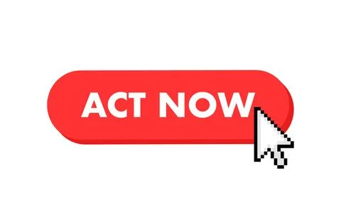 Act now button with cursor. Pointer click. Vector web button. Stock-Illustration