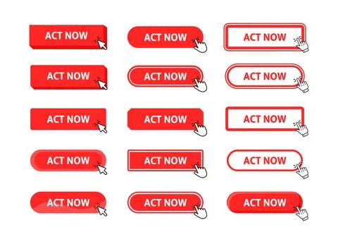 Act now Button with pointer clicking. Web button. Finger Pressing. Click to Act イラスト素材