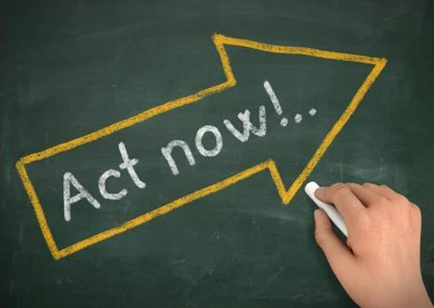 Act now chalkboard write concept illustration Stock Illustration