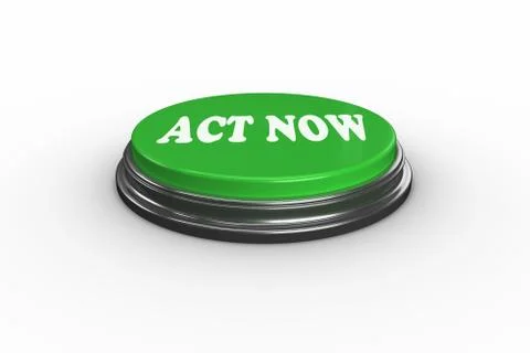Act now on digitally generated green push button Stock Illustration