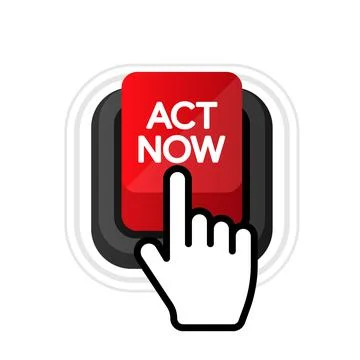 Act Now realistic button on black background. 3D flat style. Vector illustrat 스톡 일러스트