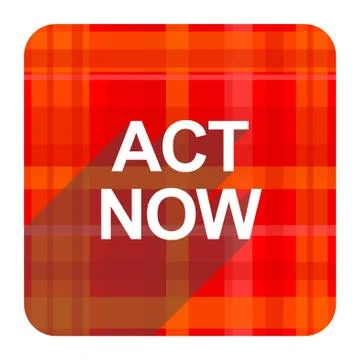 Act now red flat icon isolated. Stock Illustration