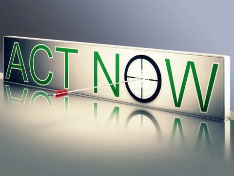 Act now shows urgency to communicate fast 스톡 일러스트