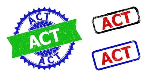 ACT Rosette and Rectangle Bicolor Stamp Seals with Unclean Surfaces Ilustración de archivo