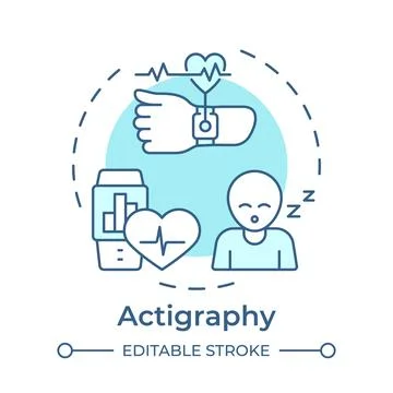 Actigraphy soft blue concept icon Stock Illustration