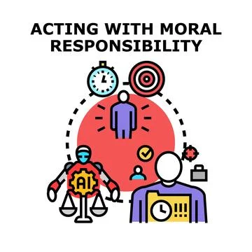 Acting with moral responsibility in artificial intelligence ethics Stock Illustration