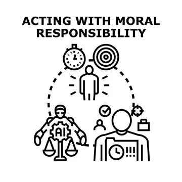 Acting with moral responsibility in artificial intelligence ethics Stock Illustration