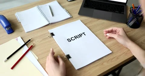 Acting script and screenplay for workplace theater Stock Footage 235926106