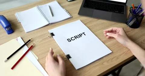 Acting script and screenplay for workplace theater Stock Footage 263567256