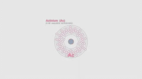 Actinium Ac Bohr Atom Model Labeled Animation Video Overlay Alpha 4K 動画素材 339366732