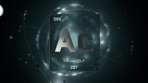 Actinium as Element 89 of the Periodic Table 3D illustration on green background Video stock 128779081