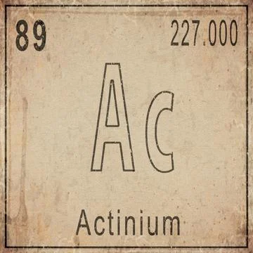 Actinium Element Card from Periodic Table on Vintage Old Paper Stock Illustration