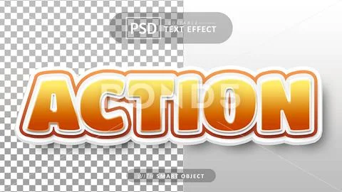 Action 3d text effect editable PSD Template