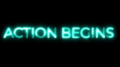 Action Begins Neon Text Animation Stock Footage 320391353