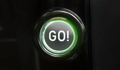 Action button with text Go on black background Stock Photos