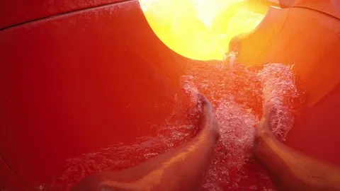 Action Cam on the waterslide, orange Stock Footage 94240035