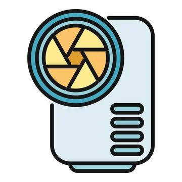 Action camera with aperture diaphragm lens icon Stock Illustration