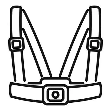 Action camera body chest mount harness strap icon outline Illustrazione stock