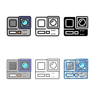 Action camera color icon multistyle vector Stock Illustration