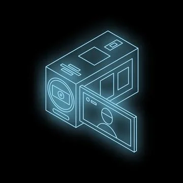 Action camera displaying user profile picture, recording breathtaking moments Stock Illustration