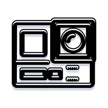 Action camera icon capturing adventure and recording video Stock Illustration
