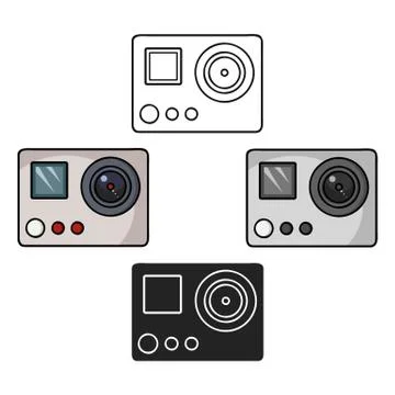 Action camera icon in cartoon,black style isolated on white background. Ski Illustration