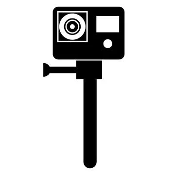 Action camera icon. Compact action camera standing on a monopod. flat style. 스톡 일러스트