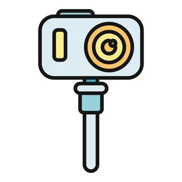 Action camera icon creating video content on selfie stick Stock Illustration