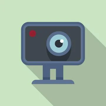 Action camera icon flat . Movie camcorder Stock Illustration