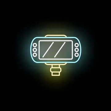 Action camera icon glowing on a dark background 스톡 일러스트