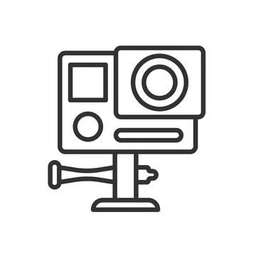 Action camera, icon in line design. Action camera, recording, filming, adventure Stock Illustration