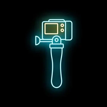 Action camera icon with neon blue glow Stock Illustration