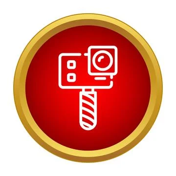 Action camera icon with recording symbol on red background Stock Illustration